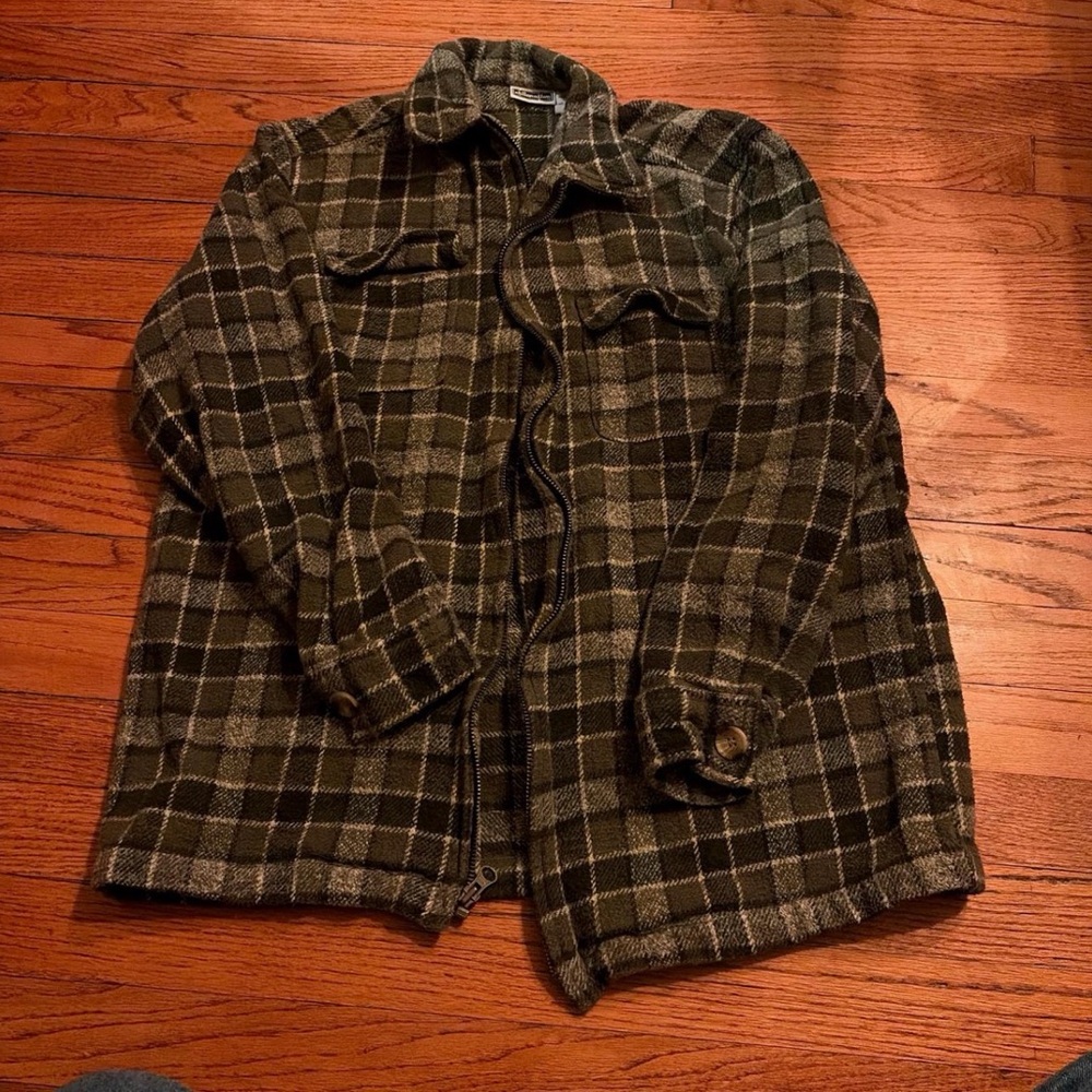 Xhilaration Olive Plaid Shirt Jacket